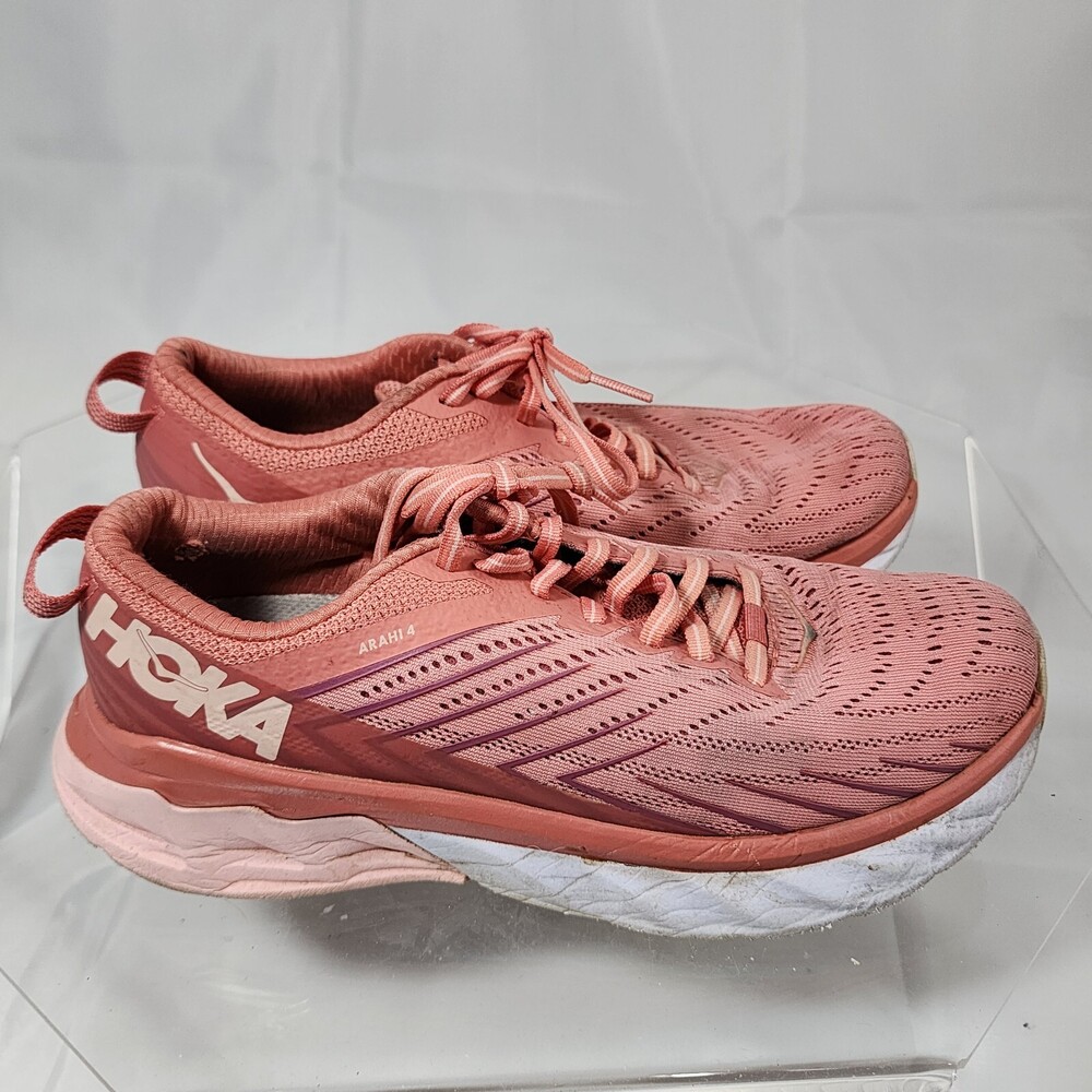 Hoka One One Arahi 4 Women 7.5 Pink Salmon Road Running Shoes Sneakers
